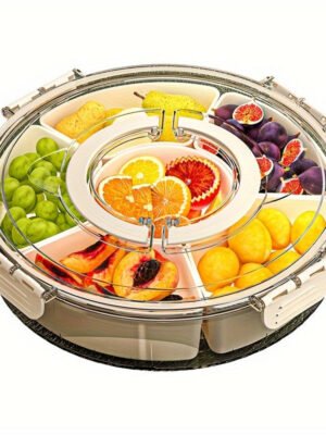 Round Plastic Food Storage Organizer with Lid