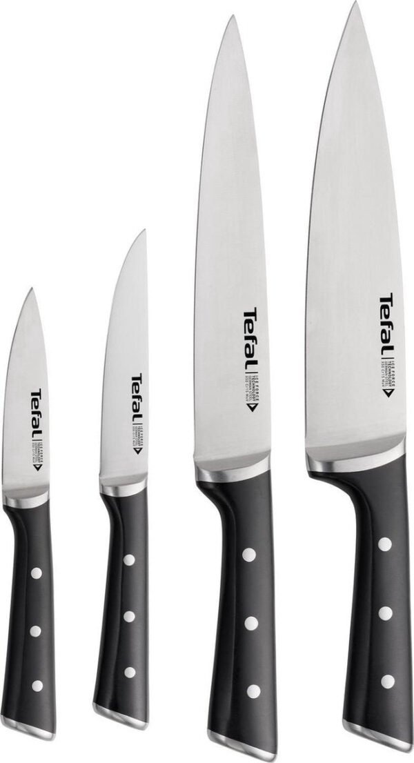 Tefal ice force k2324s74 - knife set - 4-piece - paring knife, chef's knife, kitchen knife and carving knife - stainless steel - dishwasher safe