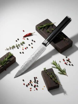 Damascus Steel Fruit and Fillet Knife Vintage Wood Handle Chef Knife