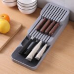 Kitchen knife drawer organizer Knife Storage Box with Separation Slots