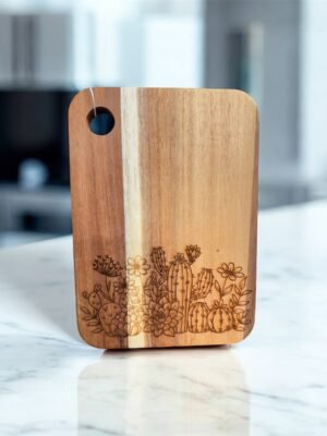 Cacti Acacia Cutting Board, Engraved Cutting Board, Cactus