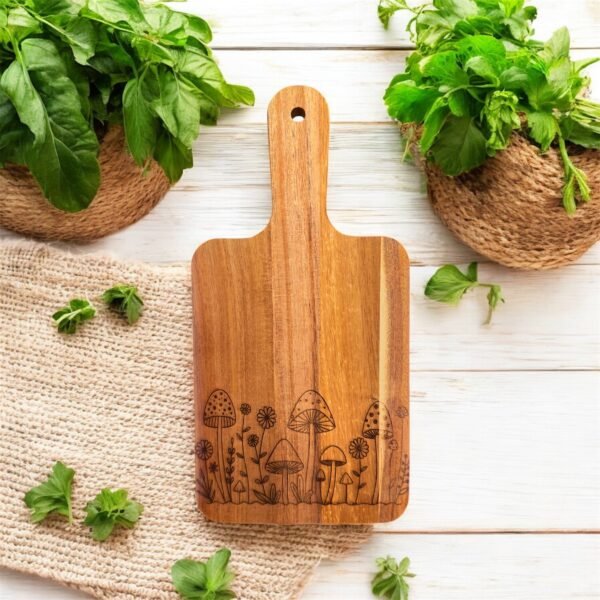 Flower Cutting Board, Acacia Cutting Board, Engraved Cutting Board