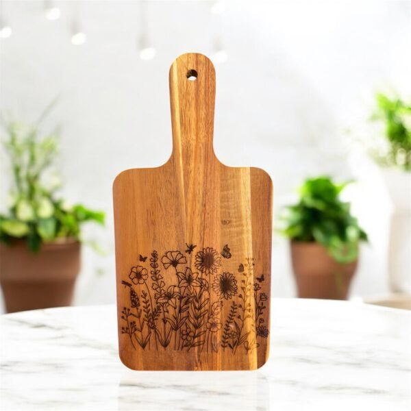 Flower Cutting Board, Acacia Cutting Board, Engraved Cutting Board