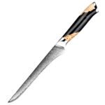 6-Inch Damascus Utility Knife 67-Layer Razor Sharp Boning Knife Black