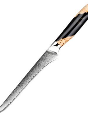 6-Inch Damascus Utility Knife 67-Layer Razor Sharp Boning Knife Black