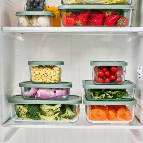 Container Culture 12-Piece Airtight Glass Food Storage Set with Lids, 25.35oz & 40.57oz Mixed Sizes - Soft Sage