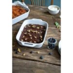 2 Piece Ceramic Stoneware Bakeware Casserole Dish Set in White